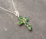 1.5ct Green Peridot Pendant Oval Cut Christ Cross 14k White Gold Finish NO CHAIN