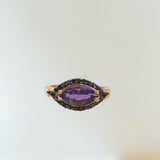 2.3ct Engagement Ring Marquise Cut Purple Amethyst Halo 14k Rose Gold Finish