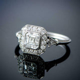 2Ct Asscher Cut VVS1D Diamond Vintage Halo Engagement Ring 14K White Gold Finish