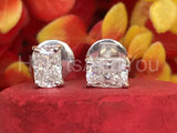 2ct Radiant Cut Simulated Diamond Screw Back Stud Earrings 14k White Gold Plated