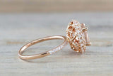 2.5ct Round Cut Peach Morganite Engagement Ring Double Halo 14k Rose Gold Finish