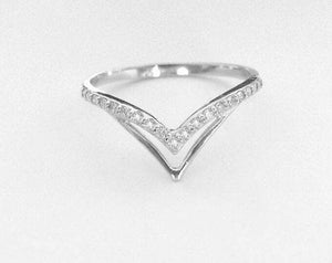 V Shaped Stylish Curved Wedding Band 1ct Round Cut Diamond 14k White Gold Finish