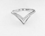 V Shaped Stylish Curved Wedding Band 1ct Round Cut Diamond 14k White Gold Finish