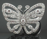 6Ct Round Cut Diamond Butterfly Cocktail Celebrity Ring 14K White Gold Finish