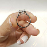 1.6ct Radiant Cut Diamond Halo Solitaire Engagement Ring 18k White Gold Finish