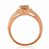 2Ct Oval Cut Peach Morganite Engagement Ring 14K Rose Gold Over Diamond Accents