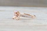 1.6ct Cushion Cut Peach Morganite Accent with Solitaire Ring 14k RoseGold Finish