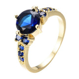 2ct Round Blue Sapphire Engagement Ring 14k Yellow Gold Finish Solitaire Womens