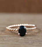 1ct Engagement Ring Oval Cut Black Diamond Twisted Solitaire 14k RoseGold Finish