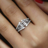 1Ct Round Cut Diamond Unique Corset Design Wedding Band Ring 14K White Gold Over