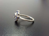 1.5ct Engagement Ring Round Cut Sapphire Floral Minimalist 14k White Gold Finish