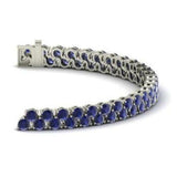 25Ct Round Blue Sapphire Dual Line Royal Tennis Bracelet 18K White Gold Finish