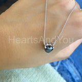 0.5ct Heart Simulated Black Diamond Solitaire Pendant Chain 14k WhiteGold Plated