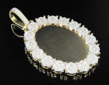 3.5ct Round Cut Diamond Oval Cluster Memory Photo Pendant 14k Yellow Gold Finish