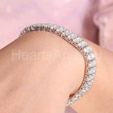 10ct Round Cut Moissanite Dua Row Cocktail Tennis Bracelet 14k White Gold Plated