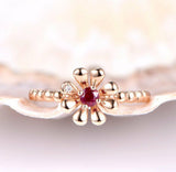 1ct Round Cut Pink Ruby Flower Design Engagement Ring 14k Rose Gold Finish