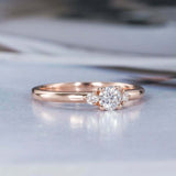 0.8ct Round Cut Diamond Engagement Ring Trilogy Solitaire 14k Rose Gold Finish