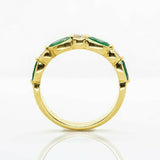 1.8ct Oval Cut Green Emerald Stylish Half Eternity Band 14k Yellow Gold Finish