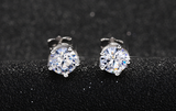 1.2ct Round Cut Diamond Crown Unique Design Stud Earrings 14k White Gold Finish