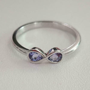 1ct Pear Cut Purple Amethyst Engagement Ring Infinity Design 14k White Gold Over