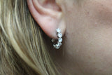 Floating Five Stone Hoop Earrings 0.9ct Round Cut Diamond 14k White Gold Finish