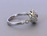 Art Deco Vintage Engagement Ring 1.6ct Round Cut Diamond 14k White Gold Finish