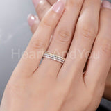 2ct Round Cut Moissanite Thin Full Eternity Wedding Bands 14k White Gold Plated