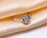 0.45ct Round Cut VVS1 Diamond Engagement Ring 14k White Gold Finish Flower Style