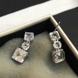 4Ct Asscher Round Cut Diamond Elegant Stylish Drop Earring 14K White Gold Finish