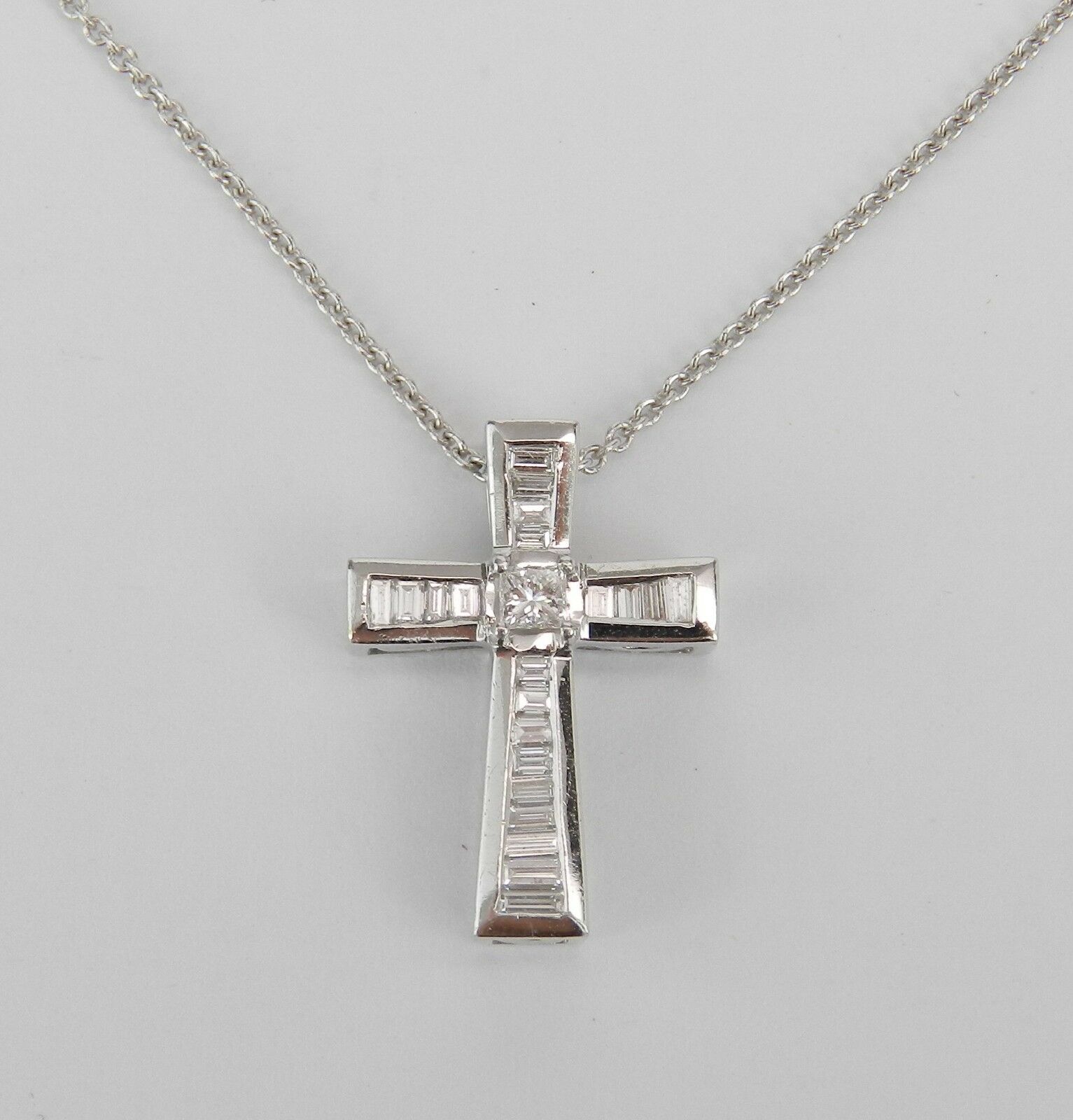 3ct Diamond 2024 NEW 18K White Gold Mens Cross Chain Necklace Jesus Piece Pendant ct