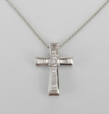 3ct Baguette Cut Diamond Jesus Cross Holy Pendant 14k White Gold Finish NO CHAIN