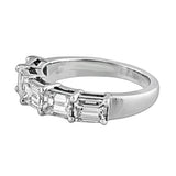 3Ct Emerald Cut VVS1/D Diamond Half Eternity Wedding Band 14K White Gold Finish