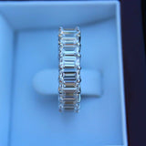 6ct Emerald Cut Diamond Eternity Gatsby Wedding Ring Band 14k White Gold Finish