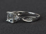 2ct Engagement Ring Princess Cut Diamond Twisted Infinity 14k White Gold Finish