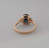 1.8ct Oval Cut London Blue Topaz Leaf Marquise Accent Ring 14k Rose Gold Finish