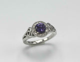 2.3ct Round Cut Purple Amethyst Halo Celtic Trinity Ring 14k White Gold Finish