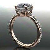 Round Accent Hidden Halo Engagement Ring 2ct Oval Cut Diamond 14k Rose Gold Over