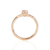 2.5ct Pear Morganite Engagement Ring V Shaped Stylish Curved 14k Rose Gold Over