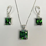 2.5ct Green Emerald Trendy Drop Earrings Pendant Combo Set 14k White Gold Finish