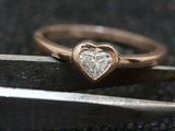 1ct Heart Cut Diamond Engagement Ring Bezel Set Solitaire 14k Rose Gold Finish