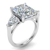 1.5ct Radiant Cut VVS1 Diamond Three Stone Engagement Ring 14k White Gold Finish