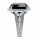 7Ct Emerald Black Diamond Vintage Cocktail Engagement Ring 14K White Gold Finish