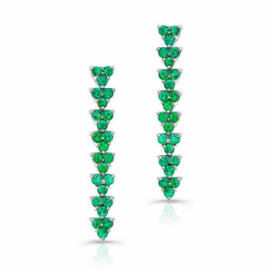 6Ct Round Cut Green Emerald Stylish Vertical Drop Earrings 14K White Gold Finish