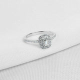 2ct Baguette Cut VVS1D Diamond Engagement Ring Double Halo 14k White Gold Finish