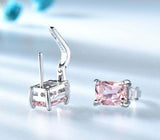 2.2ct Stud Earrings Radiant Cut Peach Morganite Stylish 14k White Gold Finish