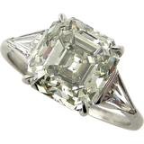 3.5Ct Asscher Cut Diamond Trillion Accents Engagement Ring 14K White Gold Finish