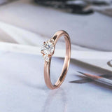 0.8ct Round Cut Diamond Engagement Ring Trilogy Solitaire 14k Rose Gold Finish