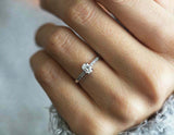 1.5ct Oval Cut Diamond Engagement Ring 14k White Gold Over Solitaire with Accent