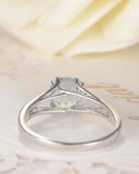 1ct Round Cut Blue Aquamarine Split Shank Solitaire Ring 14k White Gold Finish