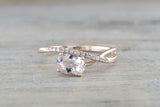 1.5ct Oval Cut Morganite Engagement Ring Infinity Solitaire 14k Rose Gold Finish